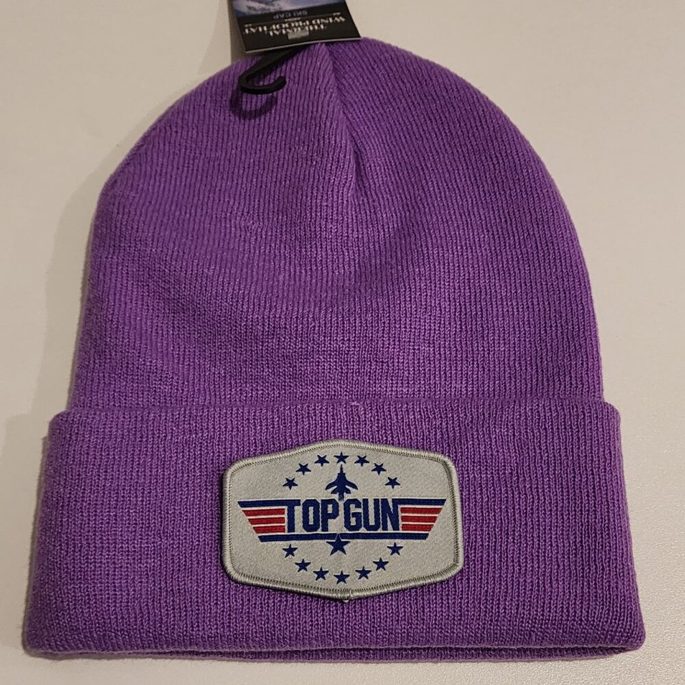 TOP GUN Knit Cuffed Beanie in Lavender.